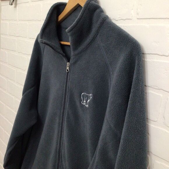 ROOTS Athletics jacket grey blue Large full zip polar fleece sweater - Picture 2 of 12